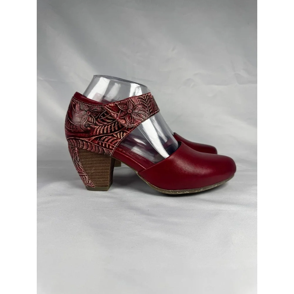 L'Artiste by Spring Step Toolie Womens EU 37 US 6.5-7 Mary Jane Red Heeled Shoes